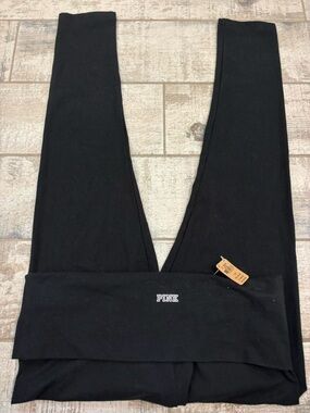 NWT PINK Victoria's Secret Black Fold-Over Leggings